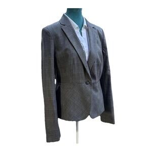 Ann Taylor Blazer NEW w Tags NWT Women 8, 1 button Grey Glenn Plaid